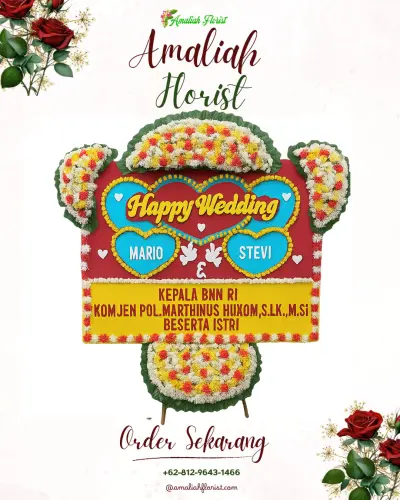 Karangan Papan Bunga Pernikahan di Kemang Manis